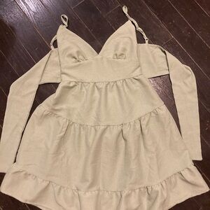 SHEIN Sage Green Textured Tie Back sundress size XS (2) New without tag